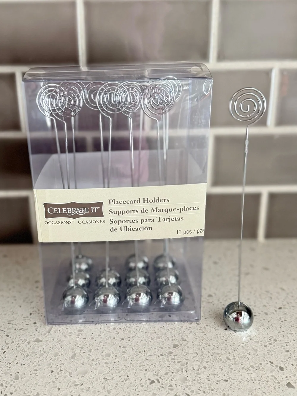 Celebrate It Set of 12 Silver Place Card Photo Holders Weighted Base